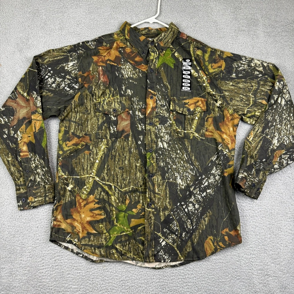 Mossy Oak Break Up Camouflage Long Sleeve Button Up Shirt Adult‎ 2XL